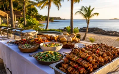 Beachside kosher barbecue setup