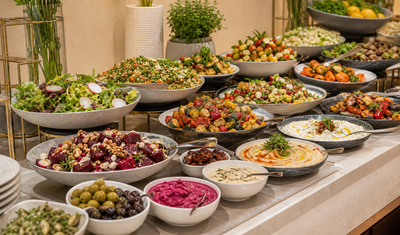 Kosher salad and mezze buffet